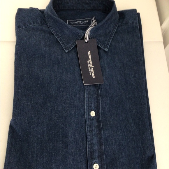 New Vineyard Vines Mens Chambray Cotton Spread Collar Button Up LS Shirt… - Picture 5 of 8